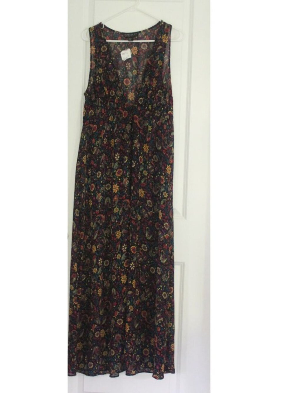 Forever 21  Sheer Black  Floral Maxi Swim Cover Up Hook Eye Closure Sz 0X